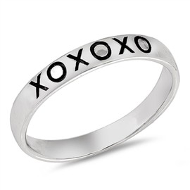 CloseoutWarehouse 925 Sterling Silver Engraved XO Design Band Ring Size 9