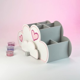 KAJAWIS Colouring Pencil Organiser Desk Organiser for Children ECO Pen Holder Cloud (Powder_heart)
