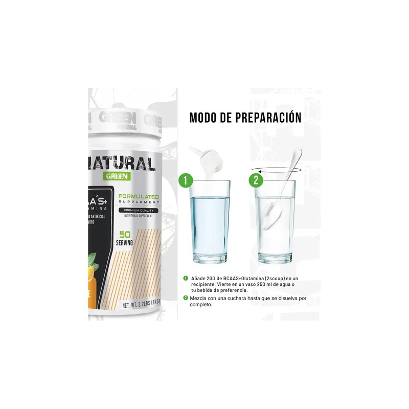 Aminoácidos Bcaas Glutamina Green 1kg Sabores