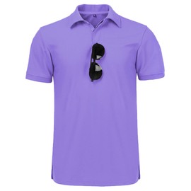 V VALANCH Mens Golf Polo Collared Shirts Short Sleeve Men Moisture Wicking Polo Shirts Activewear Polo,Purple,XL