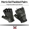 Hugger Men's Water Resistant Gel-Padded Palm Fingerless Motorcycle Glove 3X-Large