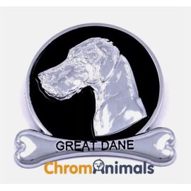 Chromanimals GREAT DANE Chrome Dog Medallion Car Emblem Ornament Breed Badge GERMAN MASTIFF