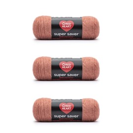 Red Heart Super Saver Brushed CLAY, 3 Pack 5oz/142g-Acrylic-#4 Medium-255 Yards, Knitting/Crochet