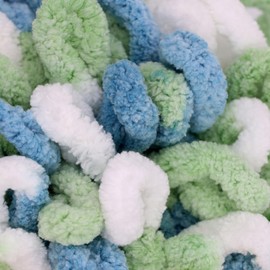 JubileeYarn Fun Finger Loops Yarn - Jumbo Polyester - 100g/Skein - Multicolor Blue Green - 3 Skeins