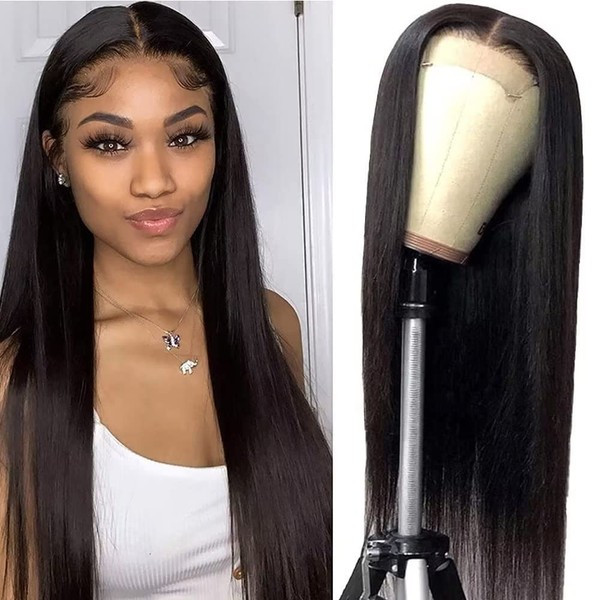 Ladiary 24 Inch Straight Lace Front Wigs Human Hair 180% Density 4x4 Lace Front Wigs Human Hair Glueless Brazilian Virgin HD Transparent Lace Frontal Wigs Human Hair Pre Plucked With Baby Hair
