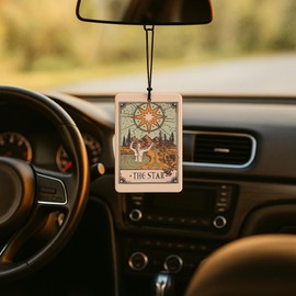 GTYNU Vintage Boho Witchy Tarot Card Car Air Freshener 4 Pcs, the Star Sun Lovers Moon Tarot Card Air Freshener Hanging for Cars Books Closet Drawer, Witchy Car Accessories for Women Men