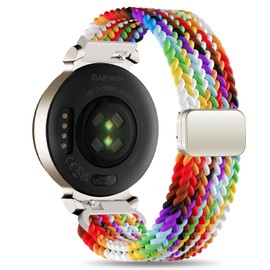 Braid Nylon Bands Compatible with Garmin Lily 2, Magnetic 14mm Stretchy Nylon Soft Loop Straps Quick Release Replacement Adjustable Wristband for Lily 2 Classic/Active Smart Watch Accessory for Women