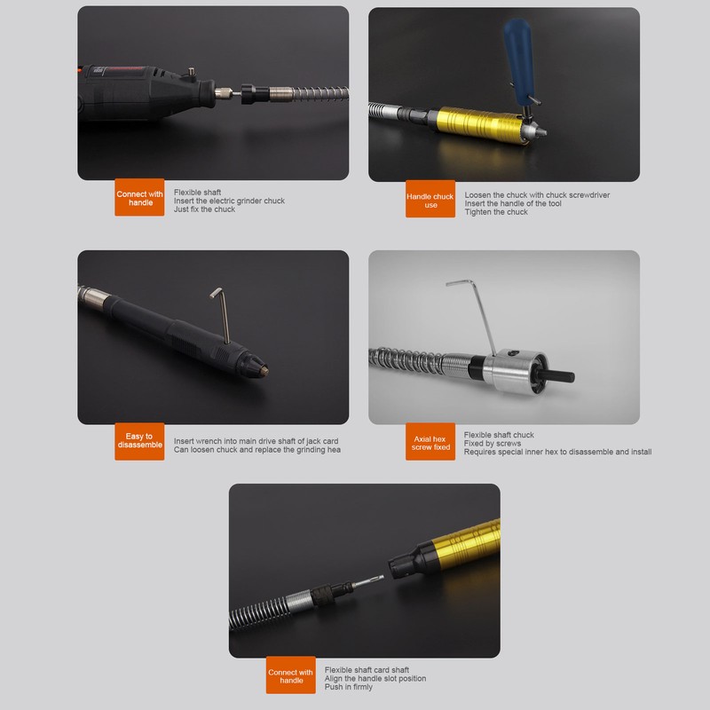 Flex Shaft Extension Chuck Rubber ABS Aluminum Alloy Flexible Shafts
