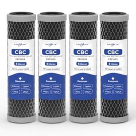 5 Micron 10" x 2.5" Whole House CTO Carbon Block Water Filter Cartridge Replacement for AO-WH-PRE-RCP2, FXWTC, W5CIP, SCWH-5, WFPFC8002, WFPFC9001, WHKF-WHWC, 3WH-STDCW-F02, CB-25-1005 (Pack of 4)