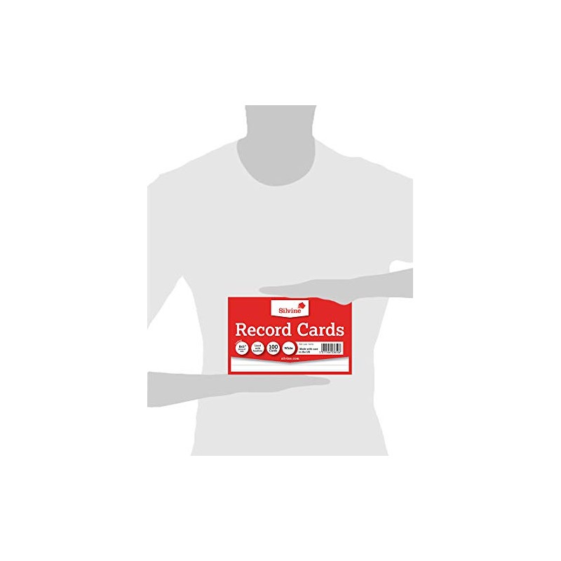 Silvine 8x5" White Record Cards - Lined with Headline, 100