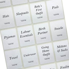 x24 Hospital Bag Organiser Labels | Maternity Bag | Labour and Delivery Essentials | New Baby | Baby Shower | Nappy Bag Labels | Label Size 4x5cm