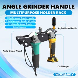 WODHMIEY Angle Grinder Holder Wall Mount with 2 Bay Angle Grinder Storage Rack, Heavy Duty Tool Rack with Corded Tool Holder, Metal Tool Holder, Power Tool Storage Rack, Garage Tool Organizer (1 Pack)