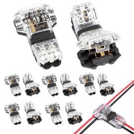12Pcs T Tap Wire Connectors, 2 Pin Low Voltage Quick Splice Solderless with no Wire-Stripping Electrical Wire Connectors for Wires Connection 20-22 AWG, Heat Resistant for 12V, 24V DC Automotive