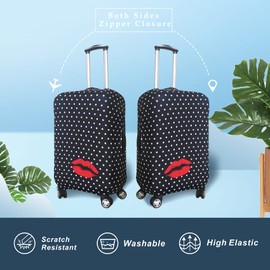 Explore Land Travel Luggage Cover Suitcase Protector Fits 23-26 Inch Luggage (Polkadot, M)