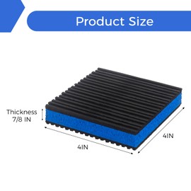 QDOCURO 4Pcs Anti Vibration Pads 4'' X 4'' X 7/8" Sound Isolation Ribbed Rubber Mats with EVA Center, Heavy Duty Blue EVA Pad for Air Conditioner,Compressors,HVAC,Treadmills etc