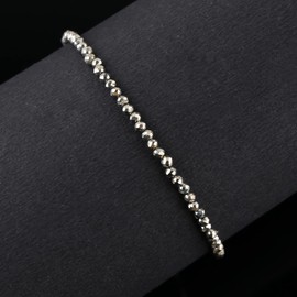 Thecraftman Pyrite Beads Bracelet, Genuine Beaded Bracelet, Faceted Round Beads, Jewelry For Women