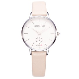 VICTORIA HYDE Fashion Elegant Women Watch with Clear White Dial Analog Quartz Detachable Genuine Leather Strap