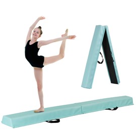 LEMY 6/9FT Folding Balance Beam, Anti-Slip Foam Walking Beams Extra Firm, Portable Gymnastics Training Floor Beam for Kids, Adults, Home Gym (Green, 6FT)