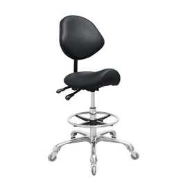 Nazalus Saddle Stool Chair with Back Support Footrest, Heavy-Duty(350LBS), Hydraulic Rolling Swivel Adjustable Stool Chair for Salon Spa Beauty Massage Dental Clinic Home Office Use(Black)