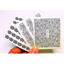 Floral Lace Water Nail Decals 3 sheets