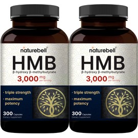 NatureBell 2 Pack of HMB 3,000mg Per Serving | 600 Capsules, 3X Triple Strength HMB Beta-Hydroxy Beta-Methylbutyrate Supplement – Lean Muscle Mass & Recovery Support