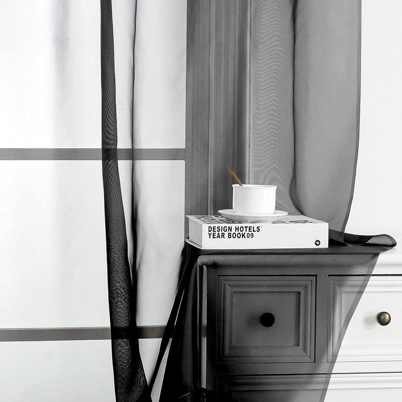 AIMALL Sheer Voile Curtain Panel for Bedroom, Rod Pocket Window