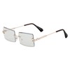 Elite Slim Rimless Rectangular Metal & Wood Art Aviator Sunglasses