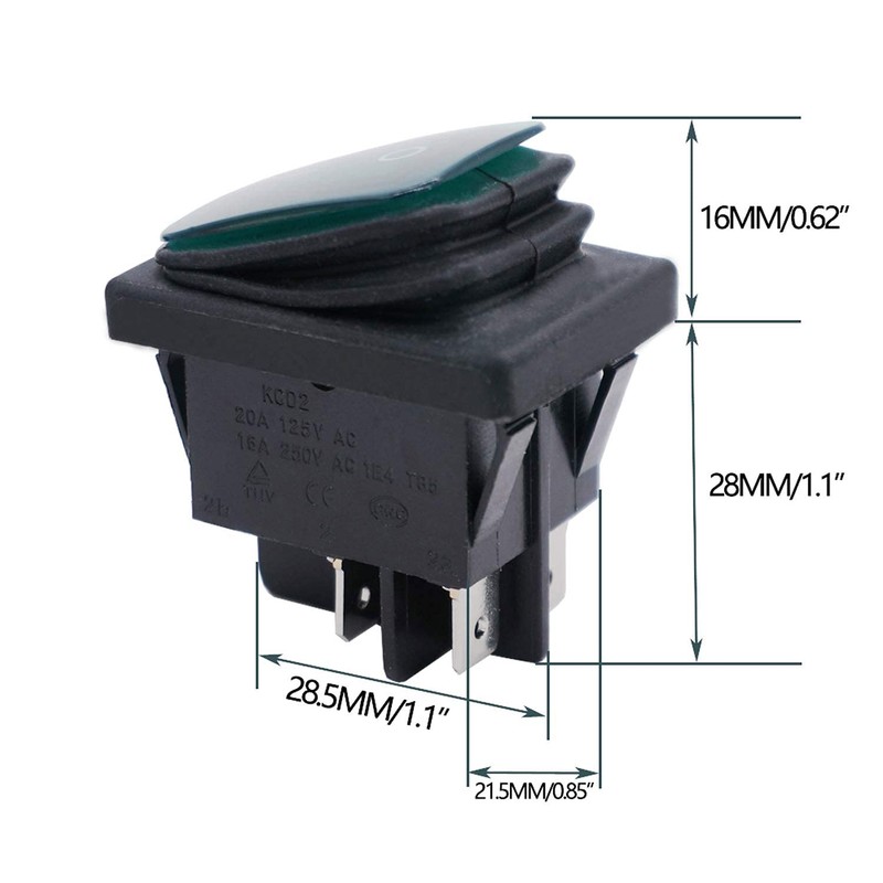 Twidec Interruptor de palanca basculante impermeable CC 12 V, luz