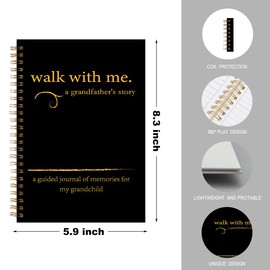 ZXAZXA 8.3x5.5 inch Spiral Notebooks 160 Pages Grandpa Keepsake Journal Memory Book for Grandfather Thank You Appreciation Retirement Christmas Birthday Gift for Grandpa