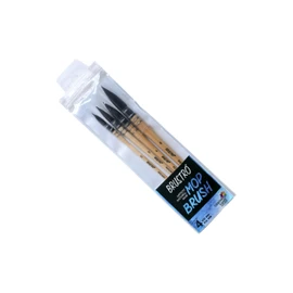 BRUSTRO Artists Natural Hair MOP Brush | Set of 4 - (0, 2, 4, 8) | Ideal for Watercolor, Synthetic Blend, Round Paint Brush, Art Painting, Colour, Gouache, Wooden Handle, Professional and Students