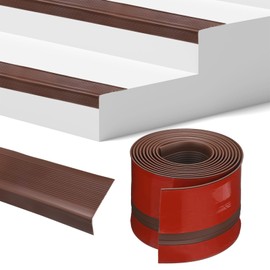 M METERXITY Stair Edge Trim 10FT Vinyl Rubber Stair Nosing Non-Slip Self Adhesive Stair Edge Trim Strips Staircase Step Edge Protector for Indoor/Outdoor Stairs [Brown,1.38 Inch]
