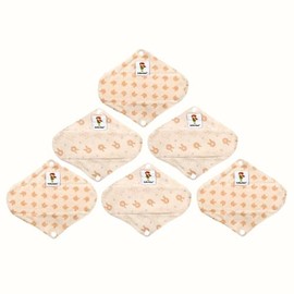 Kawaii Women Basics Unscented Soft Cotton Breathable Reusable Feminine Sanitary Napkins (6-Pack Regular Pads)