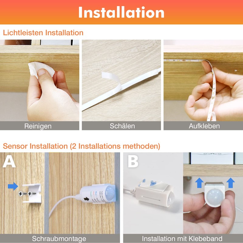 WOBANE LED Strip with Motion Sensor, 5 m LED Strip,