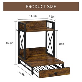 VYUOL Coffee Pod Holder with Drawer, 35 K Cup Holder Organizer, 3 Tier Coffee Station Organizer, Coffee Bar Accessories Organizer Rack with 4 Hooks for Home Office