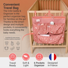 BabyToLove Crib & Caddy Organizer | Convenient Baby Essentials Organizer | Traveling with Baby | Pink Forest