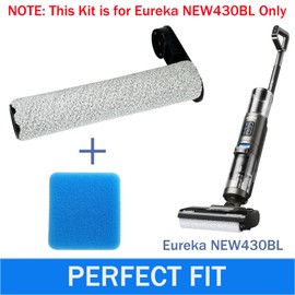 Replacement Brush Roller & Sponge Filter Set for Eureka NEW430BL/ for JONR ED12 Vacuum Cleaner（2 Brush Rollers +4 Sponges）