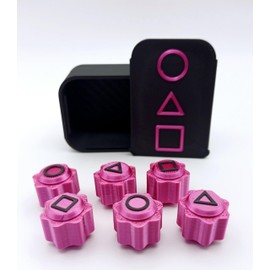 Korean Traditional Game Set, 6 Pink Stones with Storage Box, Circle Triangle Square Pattern, Gonngi, Gong-Gi, made in the UK, color inspired by Squ!d Game