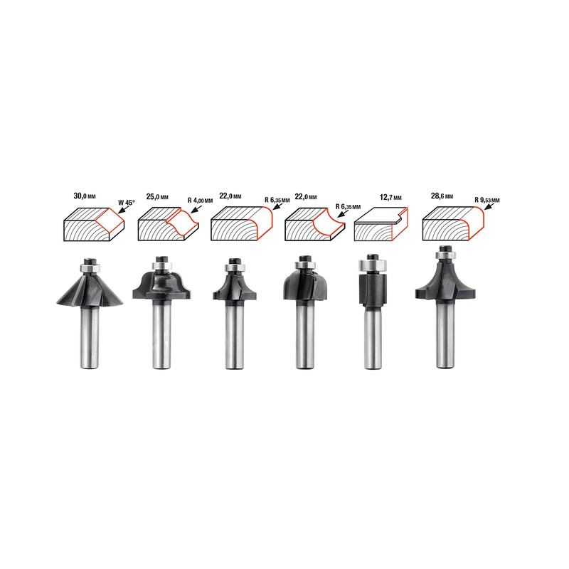 kwb 757290 Router Set, 12 Pieces, (V-Groove Cutter, Groove Cutter