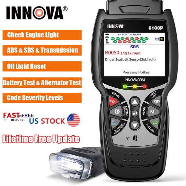 INNOVA 6100P OBD2 Scanner ABS SRS Transmission Car Code Reader