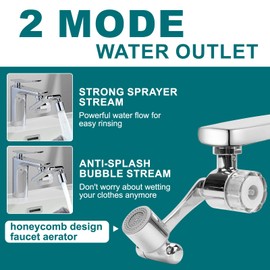 BREADEEP 1080º Sink Water Filter Faucet, Splash-proof Sink Faucet Extender with Filter, Reduce 99% Chlorine, 2 Modes Spray Attachment for Home Kitchen & Bathroom, 9PCS Replacement Filter