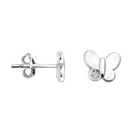 SOFIA MILANI - Women's Earrings 925 Silver with Zirconia Stones - Butterfly Stud Earrings, Sterling silver, Cubic Zirconia