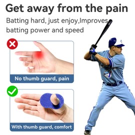 2 Pack Baseball Thumb Guard for Pro Batters, Hitter Swing Training Aid, Thumb Guard Baseball & Softball Baseball Batting Grip Baseball Accessories Baseball Training Equipment Reduce Bat Sting-Blue