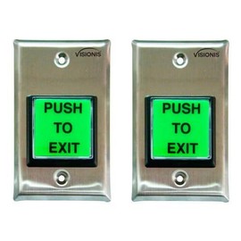 Visionis 2 Pack FPC-7491 VIS-7000 Green Square Push to Exit Button Stainless Steel for Door Access Control with LED Light, NC, COM and NO Outputs