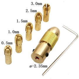 Mesee 3 Set 0.5-3mm Brass Drill Chuck with Allen Wrench, Micro Twist Bits Chucks Small Electric Drill Bit Collet Set for Rotary Tools Fits 2.35mm Shank