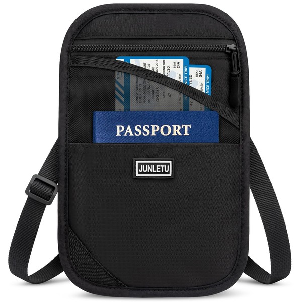 BKNOOU Passport Holder for Travel, Neck Pouch Travel Wallet with