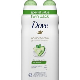Dove, Deodorant Dry Spray Advanced Care Cool Essentials Twin Pack, 7.6 Ounce