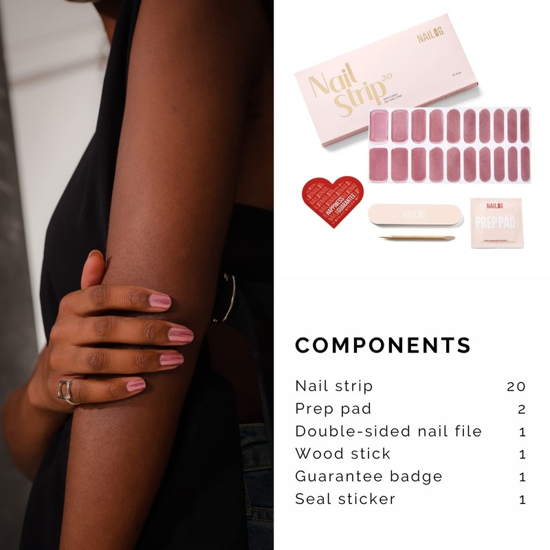 NAILOG Semi-Cured Gel Nail Strips, 20 Strips, Long-Lasting, Salon-Quality, Nail