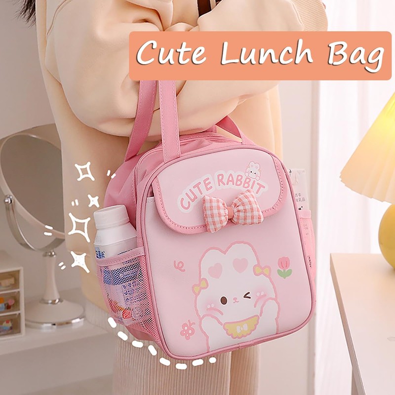 Kawaii Lunch Bag with Bow Lunch Box Cute Lunchbox Bunny