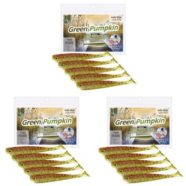 Zite Fishing Rubber Fish Zander Set - InZite Shad 12 cm Various Colours - Pack of 15 Catchy Rubber Baits Zander Fishing - Soft Bait Fishing Lure UV-Active (Green Pumpkin)