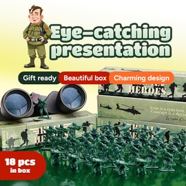 Entervending Army Men Action Figures - 2” Small Soldiers for Boys - 18 Pcs Green Army Soldier Toy Playset -Gift Ready Military Toys - Army Party Favor Decorations - Birthday Toys